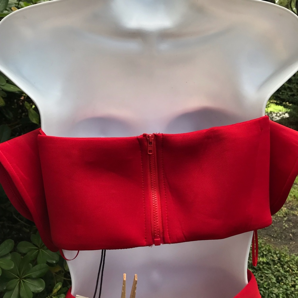 MABLE Red Strapless Ruffle Top and Skirt Set NWT Size S - Picture 10 of 16